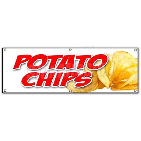 POTATO CHIPS BANNER SIGN kettle bar b que fresh made warm hot crisps